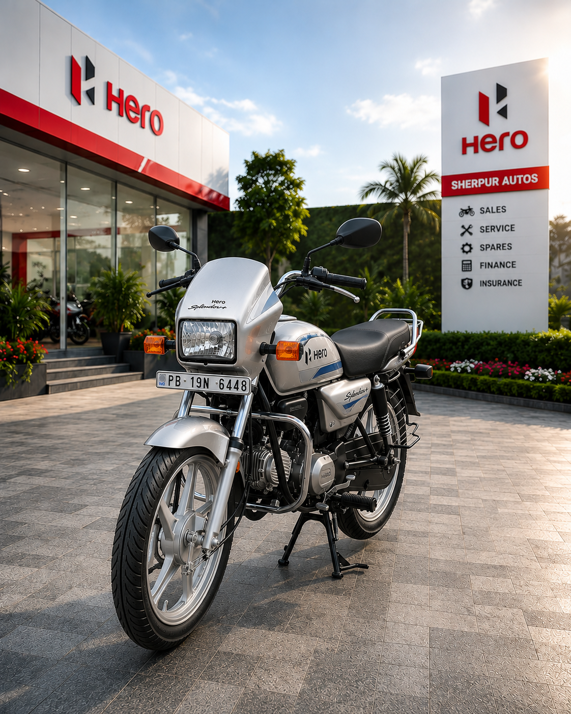 Hero Splendor Plus motorcycle front view